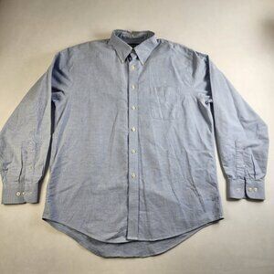 Lands' End Dress Shirt Mens Size 16 1/2 L Large Button Down Blue Long Sleeves